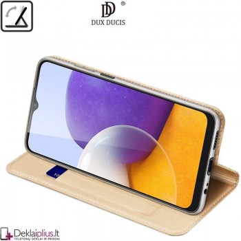 Dux Ducis dirbtinės odos atverčiamas dėklas - auksinės spalvos (telefonui Samsung A22 5G)